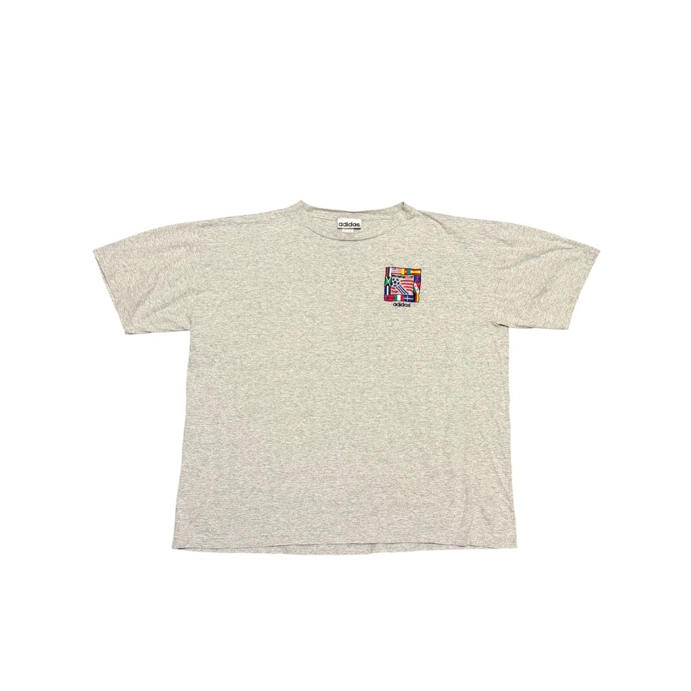 Vintage Adidas World Cup USA 94 Soccer T-Shirt XL Gray Made in USA Embroidered